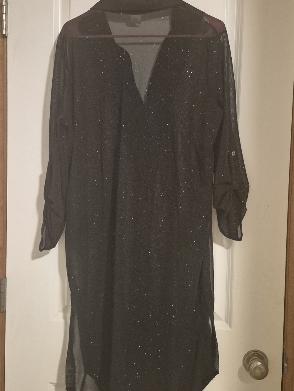 Love Tree Black Sheer Sparkle Tunic Top
